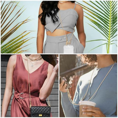 Metal Phone Lanyard Crossbody,Anti-Theft Phone Strap For Women - color: Gold, size: Long