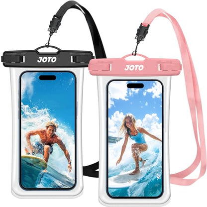 JOTO 2 Pack Waterproof Phone Pouch Case Up to 7", IPX8 Underwater Phone Case Cellphone Dry Bag for iPhone 17/Air 16 15 14 13 12 Pro Max Xs Max XR X 8 7 6S Plus SE/Galaxy S24 S23 S22 S21 -Blackpink - color: Transparent Black/Pink