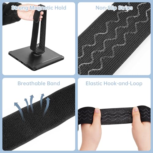 NiHome Adjustable Pilot Magnetic Kneeboard Fit for iPad, Lap Mount, Black - color: Black (with 33.5“ Elastic Strap)