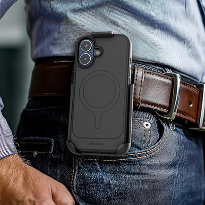 Encased Thin Armor for iPhone 17 Case with Belt Clip Holster | Slim Flexible TPU Cover (Compatible with MagSafe) Black - size: iPhone 17