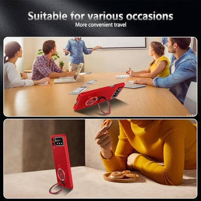 Magnetic Case for Samsung Galaxy Z Flip 3, [Compatible with MagSafe] Military Grade Shockproof Slim fit Samsung Z Flip 3 Phone Case with Magnetic Ring Kickstand, Red - color: Red, size: Samsung Galaxy Z Flip 3