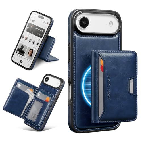 Antsturdy Compatible with MagSafe iPhone 17 Air Wallet Case,Blue | 2 in 1 Detachable Magnetic,Credit Card Holder Slots,RFID Blocking,PU Leather,Kickstand,Flip Folio Phone Cover for Men & Women - color: Blue, size: iPhone 17 Air - 6.5"