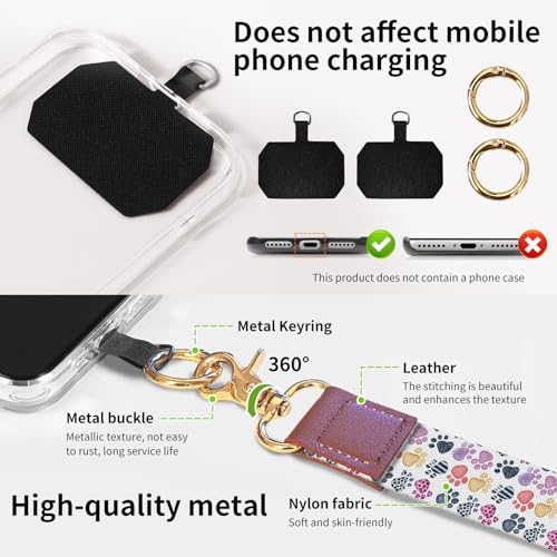 Phone Lanyard Crossbody Wrist Strap, Universal Adjustable Neck Strap for Phone Case Keys ID Badges, Travel Essential - color: Colorful Cute Dog Paws
