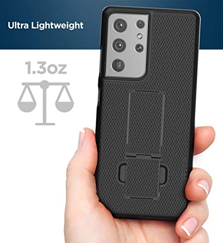 Encased DuraClip Designed for Samsung Galaxy S21 Ultra Belt Clip Case (2021) Slim Phone Cover with Holster - Black - size: S21 Ultra