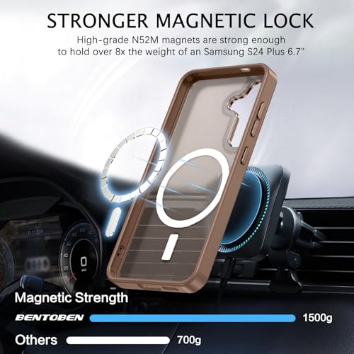 BENTOBEN Magnetic for Samsung Galaxy S24 Plus Case [Compatible with Magsafe] Translucent Matte Slim Thin Shockproof Anti-Yellow Women Men Protective Phone Cases Cover for Samsung S24 Plus 6.7", Bronze - color: Bronze