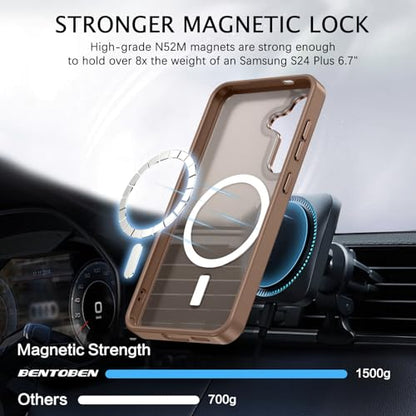 BENTOBEN Magnetic for Samsung Galaxy S24 Plus Case [Compatible with Magsafe] Translucent Matte Slim Thin Shockproof Anti-Yellow Women Men Protective Phone Cases Cover for Samsung S24 Plus 6.7", Bronze - color: Bronze