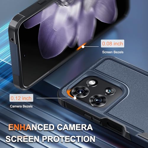 for Moto G 5G 2025 Case, Full Body Heavy Duty Rugged Shockproof Protective Phone Cover with Lanyard Strap, Tempered Glass Screen Protector, Navy Blue | with Tempered Glass Screen Protector+Lanyard Strap,Rugged Shockproof Protective Phone Case - color: Nav