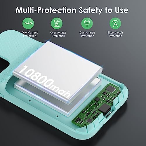 Battery Case for iPhone 12/12 Pro,[2025 Upgraded] 10800mAh Ultra-Slim Portable Extended Charger Case Cover for iPhone 12/12 Pro Charging Case (6.1 Inch)-Green - color: Green