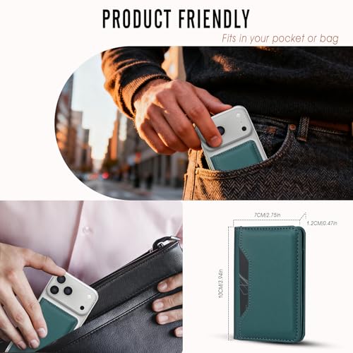 For MagSafe Wallet,Magnetic Card Holder RFID Blocking Wallet with 5 Card Slots & Cash Pocket For iPhone 17/16/ 15/14/ 13/12/ Pro/Max/Plus/Air Blue Green - color: Blue Green