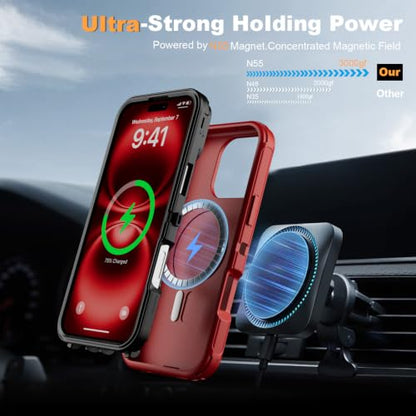 Follaroma for iPhone 16 Case with Magnetic,Heavy Duty Case,6.1'',Red - color: Red, size: iPhone 16 6.1''