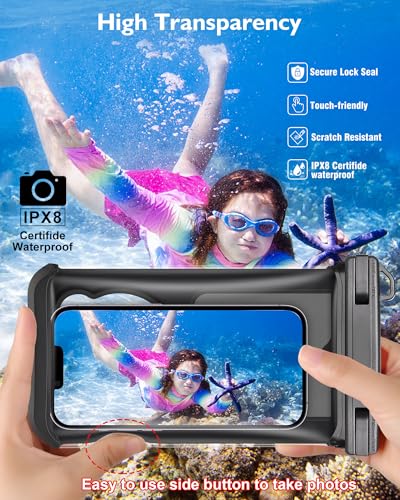 Waterproof Phone Pouch Floating, Up to 7.5",Front Clear + Back Bear - color: Black, size: Up to 7.5"