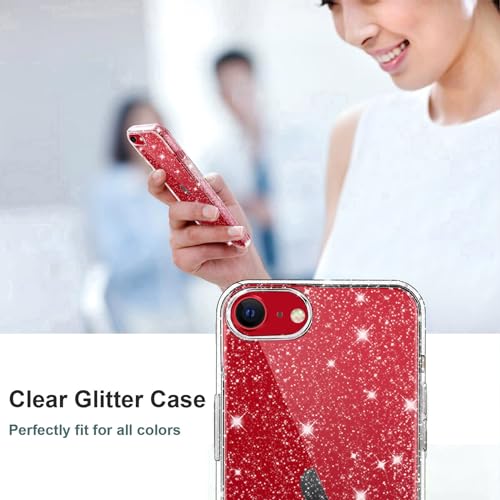 JJGoo Compatible with iPhone SE Case 2022/2020, Compatible with iPhone 7 8 Case, Bling Sparkle Soft TPU Anti-Scratch Shockproof Protective Phone Bumper, Women Girls Cute Slim Phone Case, Clear Glitter - color: Clear Glitter