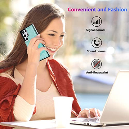 PASNEW S23 Ultra Case Wallet Card Holder,6.8",Green | Card Holder, Floral Double Magnetic, PU Leather, Kickstand, Flip Cover - color: Green, size: S23Ultra【6.8"】