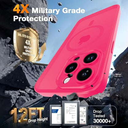 Magnetic Case for iPhone 13 Pro 6.1-Inch, [Compatible with Magsafe][Full Camera Protection] Ultra Slim Translucent Matte Shockproof Protection Phone Cover-Rose Red - color: Rose Red, size: iPhone 13 Pro