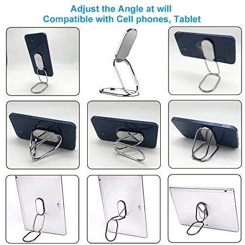 Phone Ring Holder Finger Kickstand, Foldable 360° Rotation Cellphone Grip for Desk, Office Desktop, Cell Phone Stand Compatible with iPhone Smartphones Tablets (with Magnetic Car Mount) - color: Silver