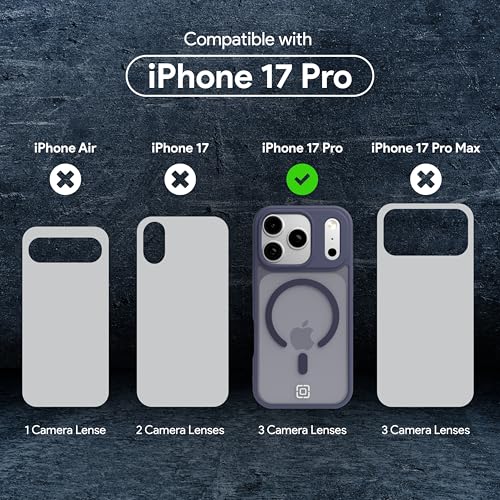 Incipio - Fog iPhone 17 Pro, Magsafe Compatible Phone Case, 10ft Drop Tested, Ultra Durable & Shock Absorbing, Scratch Resistant & Slim Profile (Navy) - color: Navy, size: iPhone 17 Pro