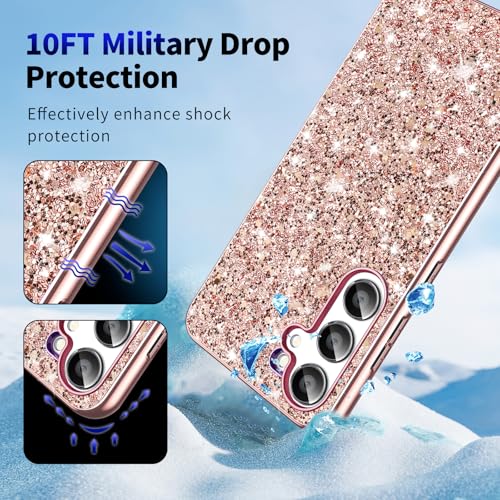 S25 FE Glitter Case for Samsung Galaxy S25 FE 5G Phone Case for Women Girls, Slim Ultra Thin Matte Back Shockproof Protective Cover for Samsung S25 FE 5G, Crystal Bling Case, 2025 (Rose Gold) - color: Rose Gold