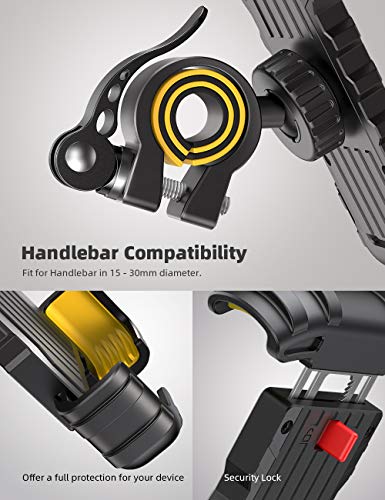 Lamicall Bike Phone Holder Motorcycle Mount - One-Hand Operation, Lockable - color: Yellow