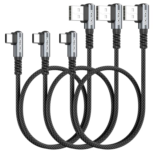 Short Right Angle USB A to USB C Cable 1.5FT 3Pack, 90 degree USBC Cable - color: Black+Grey, size: 1.5FT