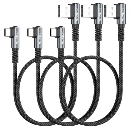 Short Right Angle USB A to USB C Cable 1.5FT 3Pack, 90 degree USBC Cable - color: Black+Grey, size: 1.5FT