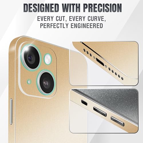 2Pcs Skin Wrap Compatible for iPhone 14 – Slim Decal Vinyl Protective Film for Sides & Back – Sleek Fit, Premium Look – Compatible with All iPhone 14 Cases - Desert Gold - color: Desert Gold