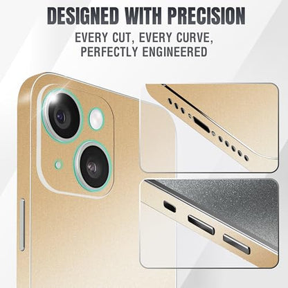 2Pcs Skin Wrap Compatible for iPhone 14 – Slim Decal Vinyl Protective Film for Sides & Back – Sleek Fit, Premium Look – Compatible with All iPhone 14 Cases - Desert Gold - color: Desert Gold
