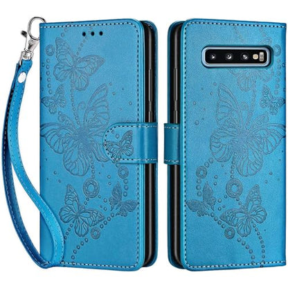 for Samsung Galaxy S10 Wallet case, Blue-Butterfly | 3 Card Holders, Kickstand, Shockproof TPU Shell, PU Leather, Magnetic Closure, Protective Flip Folio Cover, Women - color: 8