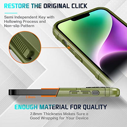 Rugged Shield 8ft Drop Proof TPU Thick Armor Tactical Protective Case Compatible with iPhone 14 (6.1 inches) - Army Green - color: Army Green, size: iPhone 14