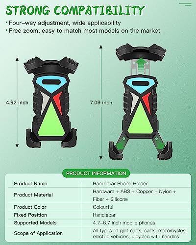 Universal Phone Holder Golf Cart, Phone Mount for Bike, Bicycle, Push Cart, Boat, Car, Stroller, Motorcycle, Fits Most Mobile Smartphones, Adjustable Handlebar Cell Phone Holder Shockproof - color: Mix