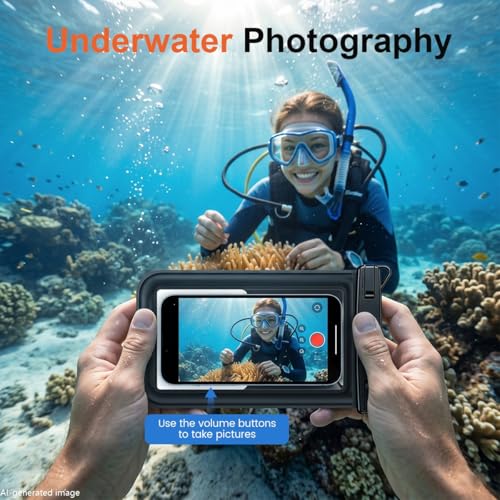 Floating Waterproof Phone Pouch, 2 Pack Up to 8.5", IPX8 | Double Space, Touchscreen, Waterproof Phone Case Dry Bags for iPhone 17 16 15 Pro Max, Beach Cruise Essentials 2026 - color: Black+Black