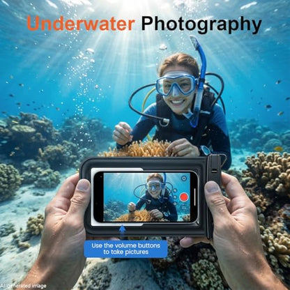 Floating Waterproof Phone Pouch, 2 Pack Up to 8.5", IPX8 | Double Space, Touchscreen, Waterproof Phone Case Dry Bags for iPhone 17 16 15 Pro Max, Beach Cruise Essentials 2026 - color: Black+Black