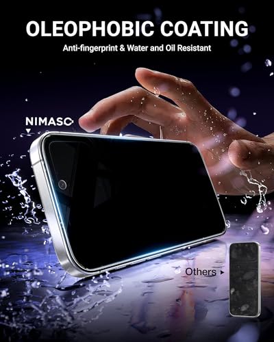 NIMASO for iPhone 17 Pro Screen Protector Privacy 2 Pack, Anti-Spy Tempered Glass Film with Easy Installation Tool, 9H Hardness Military Grade Shatterproof, Anti-Scratch, 6.3-Inch - size: iPhone 17 Pro 6.3 inch