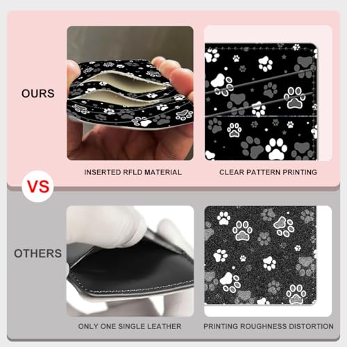 Phone Card Holder, Dual Pocket Leather Phone Wallet Adhesive Stick On, Cute Card Holder, Credit Card Holder for Phone Case Compatible with Most Phone （Dog Paw Print And Star） - color: Dog Paw Print And Star