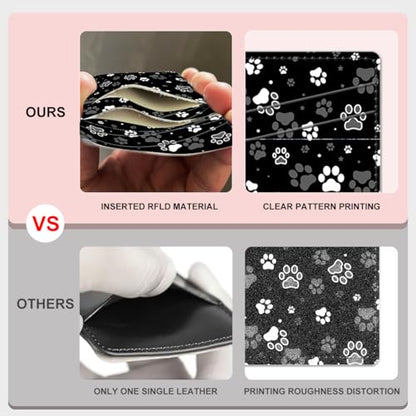 Phone Card Holder, Dual Pocket Leather Phone Wallet Adhesive Stick On, Cute Card Holder, Credit Card Holder for Phone Case Compatible with Most Phone （Dog Paw Print And Star） - color: Dog Paw Print And Star