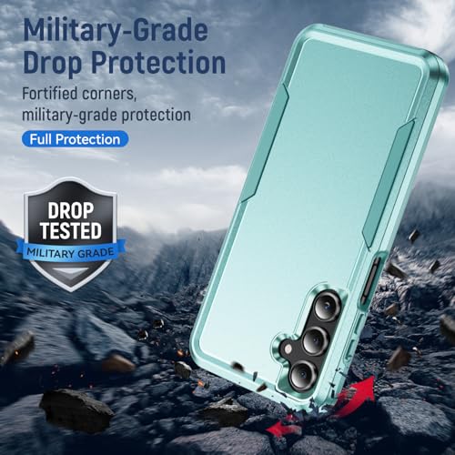 Phone Case for Samsung Galaxy A17 5G Case, Samsung A17 5G Case with Tempered Glass Screen Protector, Soft TPU Hard Back Double Layer Phone Cover (Mint) - color: Mint