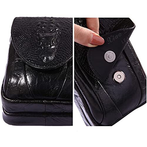 Crocodile Leather Phone Belt Bag Waist Pack for Men Travel Outdoor Casual Cellphone Loop Holster Case Money Coin Mini Pouch Purse Wallet Black - color: #04black