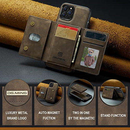 Leather Wallet Phone Cases Compatible with iPhone 14 Pro Max Case with Card Holder Men 6.7'' 2 in 1 Detachable Back Cover (Coffee,IP 14 Pro Max) - color: Coffee, size: IP 14 Pro Max