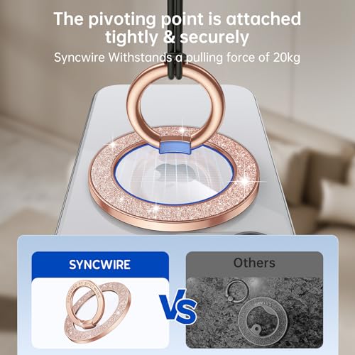 Syncwire Magnetic Phone Grip for MagSafe,Sparkle Ring Holder,Glitter Silver - color: Rose Gold