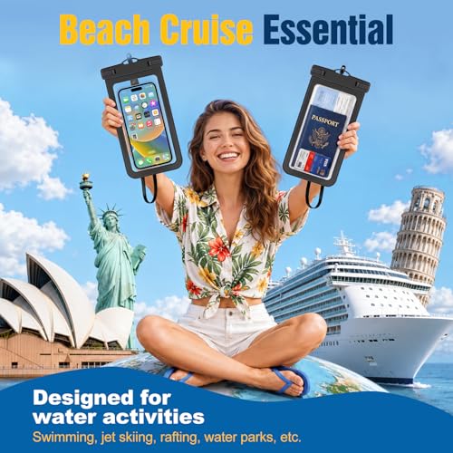 4 Pack Waterproof Phone Pouch, IP68 Waterproof Phone Case Up to 8.3" | Touchscreen, Underwater Photography, Cell Phone Dry Bag for iPhone 17 16 15 Pro Max, Beach Cruise Essentials 2026 - color: 4 Pack, Black+Pink+Green+Bule