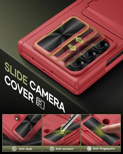 for Samsung Galaxy Z Fold 7 Case with Card Holder, Red - color: Red