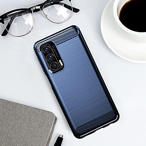 Osophter Moto Edge 2021 Case, 5G UW, Flexible TPU, 2pcs Screen Protector, Shock-Absorption, Navy Blue - color: Moto Edge 2021 Case-Navy Blue