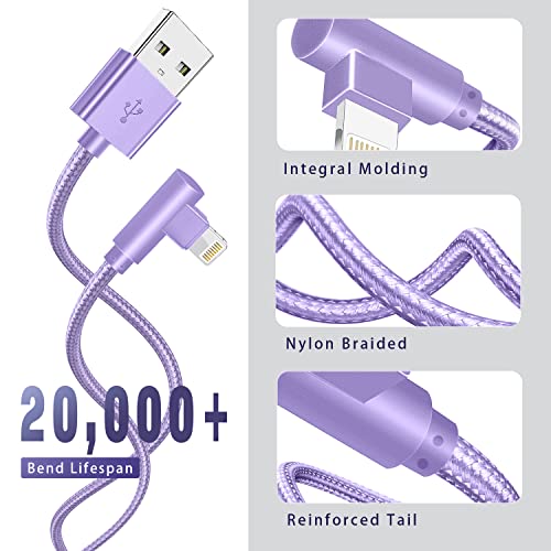 iPhone Charger,3 Pack 10FT Lightning Cable [Apple MFi Certified] 90 Degree