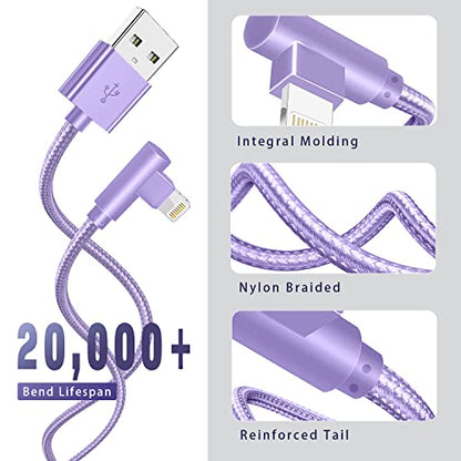 iPhone Charger,3 Pack 10FT Lightning Cable [Apple MFi Certified] 90 Degree