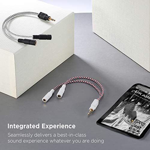 Headphone Splitter, 3.5mm Stereo 2-Way Audio Cable - 20CM / Zebra White - color: Zebra White, size: 9.8 inch / 25 cm