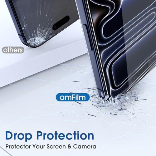 amFilm OneTouch for iPhone 17 Pro Max Screen Protector 6.9'' Tempered Glass - size: 17P-6.9”