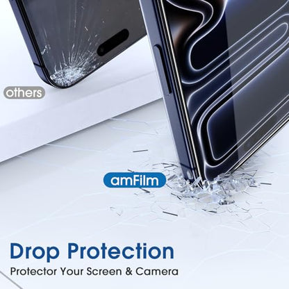 amFilm OneTouch for iPhone 17 Pro Max Screen Protector 6.9'' Tempered Glass - size: 17P-6.9”