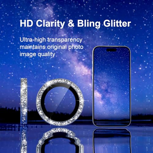 iPhone 17/16/15/14 Pro Max/Pro Camera Lens Protector Glitter - color: Glitter Silver