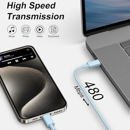iPhone 17 16 15 Charger Fast Charging 6FT - 20W USB C Charger Block - color: Blue, size: 6FT
