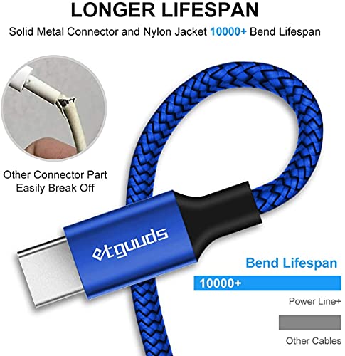 etguuds Long USB to USB C Cable, 16ft USB A to USB C Cable Fast Charging - color: Blue