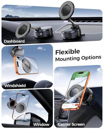 EGV Car Phone Holder for MagSafe, 360° Adjustable Carbon Fiber Mount - color: Holder Black